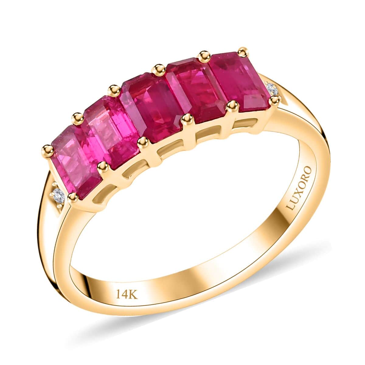 Certified & Appraised Luxoro AAA Mozambique Ruby and G-H I2 Diamond 1.50 ctw Ring in 14K Yellow Gold (Size 10.0) image number 0