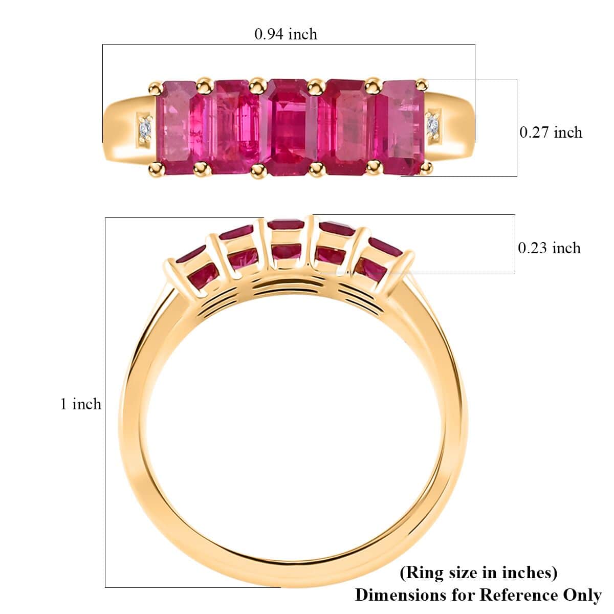 Certified & Appraised Luxoro AAA Mozambique Ruby and G-H I2 Diamond 1.50 ctw Ring in 14K Yellow Gold (Size 10.0) image number 5