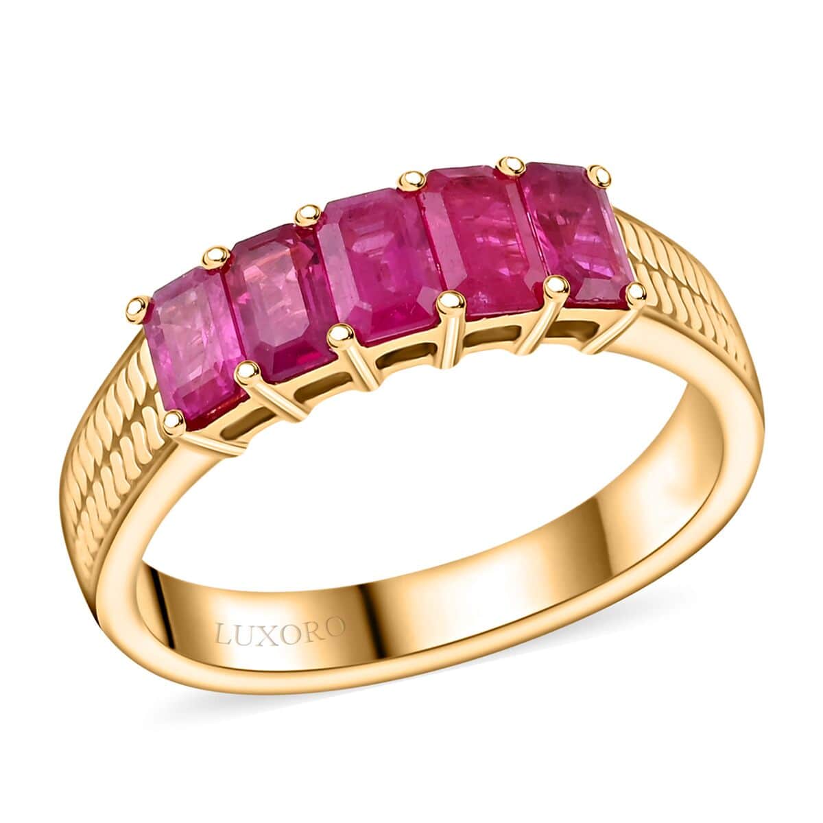 Certified & Appraised Luxoro AAA Mozambique Ruby 1.45 ctw Ring in 14K Yellow Gold 4.90 Grams image number 0