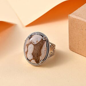 Peanut Wood Jasper 12.60 ctw Solitaire Ring in Platinum Bond Copper (Size 7.0)