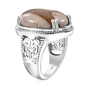 Peanut Wood Jasper 12.60 ctw Solitaire Ring in Platinum Bond Copper (Size 7.0)