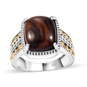 Coffee Obsidian 4.00 ctw Solitaire Ring in 14K YG Over and Platinum Over Copper with Magnet (Size 11.0)