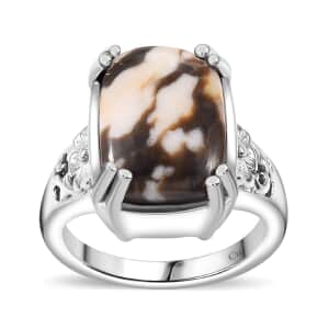 Peanut Wood Jasper 8.65 ctw Solitaire Ring in Platinum Over Copper with Magnet (Size 10.0)