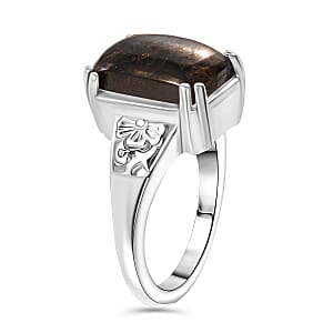 Matrix Silver Shungite 5.00 ctw Solitaire Ring in Platinum Over Copper with Magnet (Size 7.0)