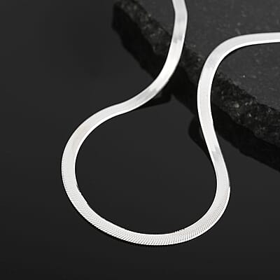 Herringbone Chain Necklace in Sterling Silver 18 Inches 6.20 Grams