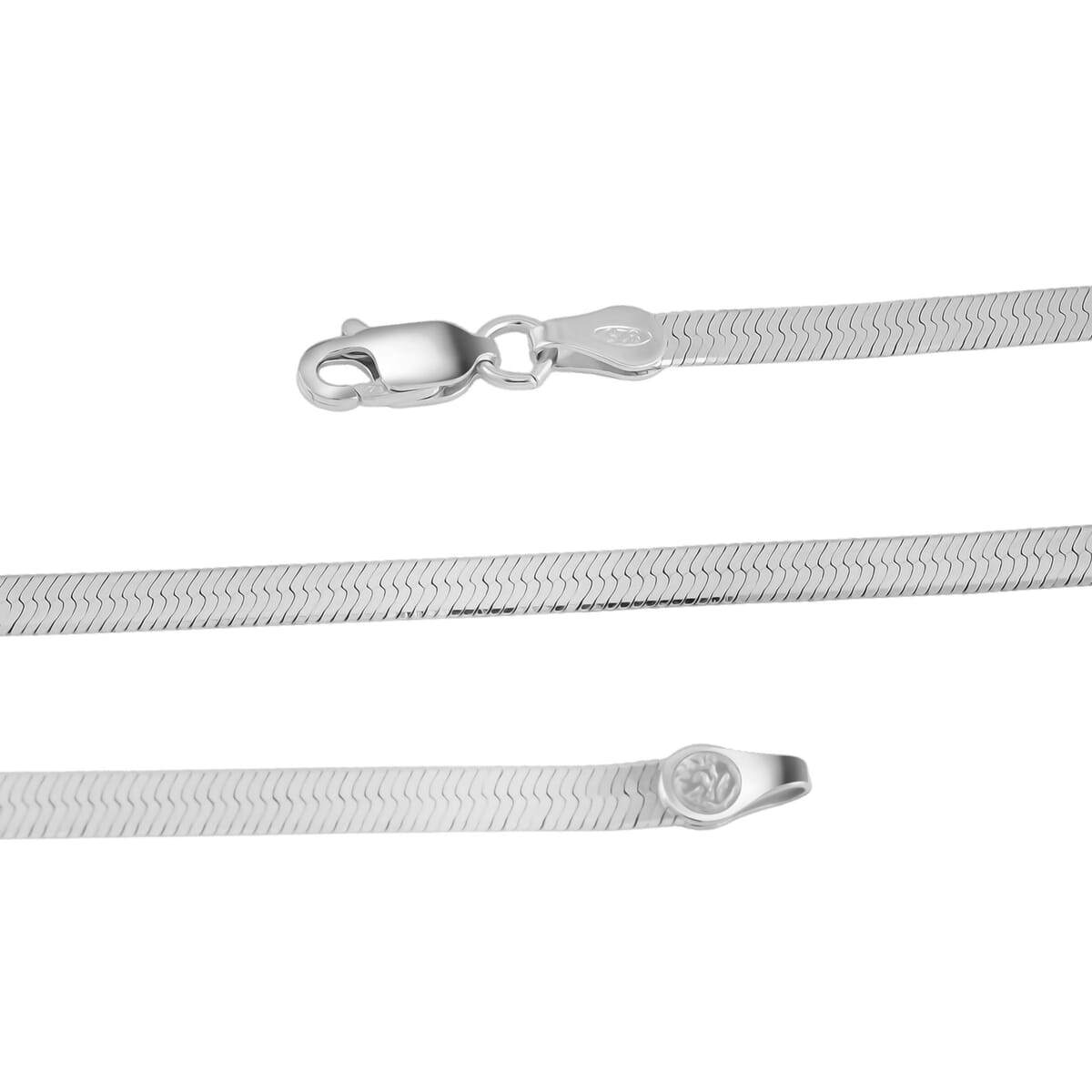 Herringbone Chain Necklace in Sterling Silver 18 Inches 6.20 Grams image number 2