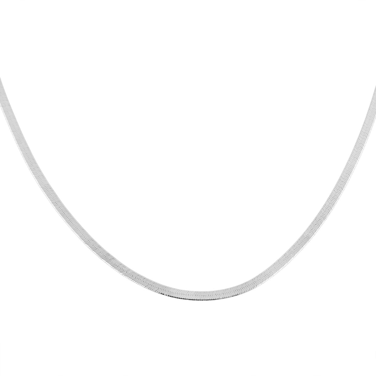Herringbone Chain Necklace in Sterling Silver 18 Inches 6.20 Grams image number 3