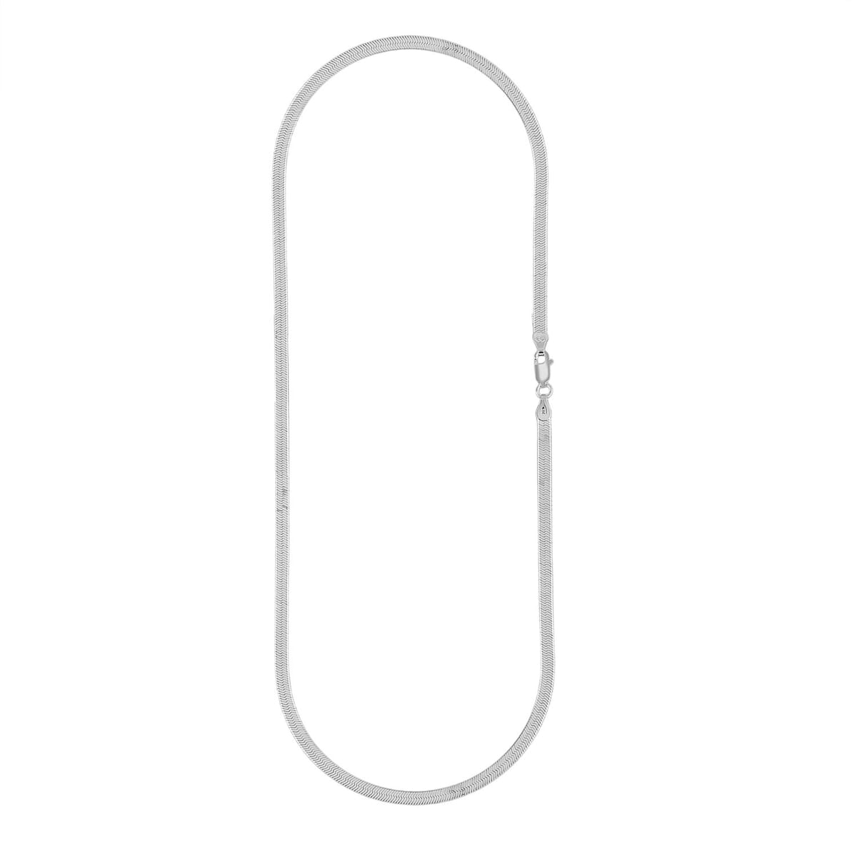 Herringbone Chain Necklace in Sterling Silver 18 Inches 6.20 Grams image number 4