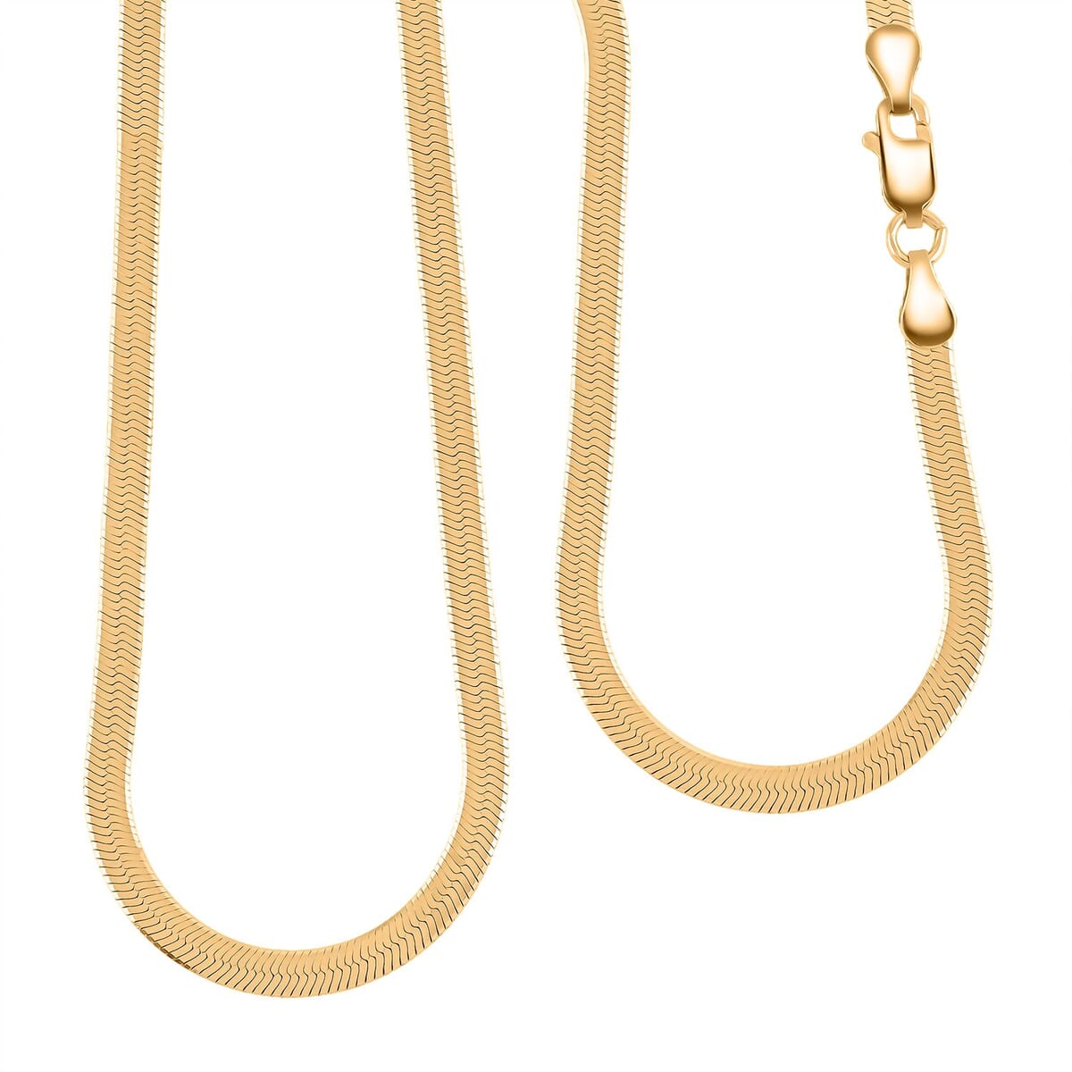 Herringbone Chain Necklace in 14K Yellow Gold Over Sterling Silver 18 Inches 6.20 Grams image number 0