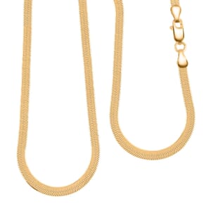Herringbone Chain Necklace in 14K Yellow Gold Over Sterling Silver 18 Inches 6.20 Grams
