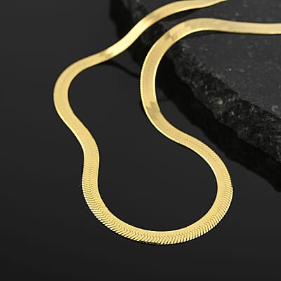 Herringbone Chain Necklace in 14K Yellow Gold Over Sterling Silver 18 Inches 6.20 Grams