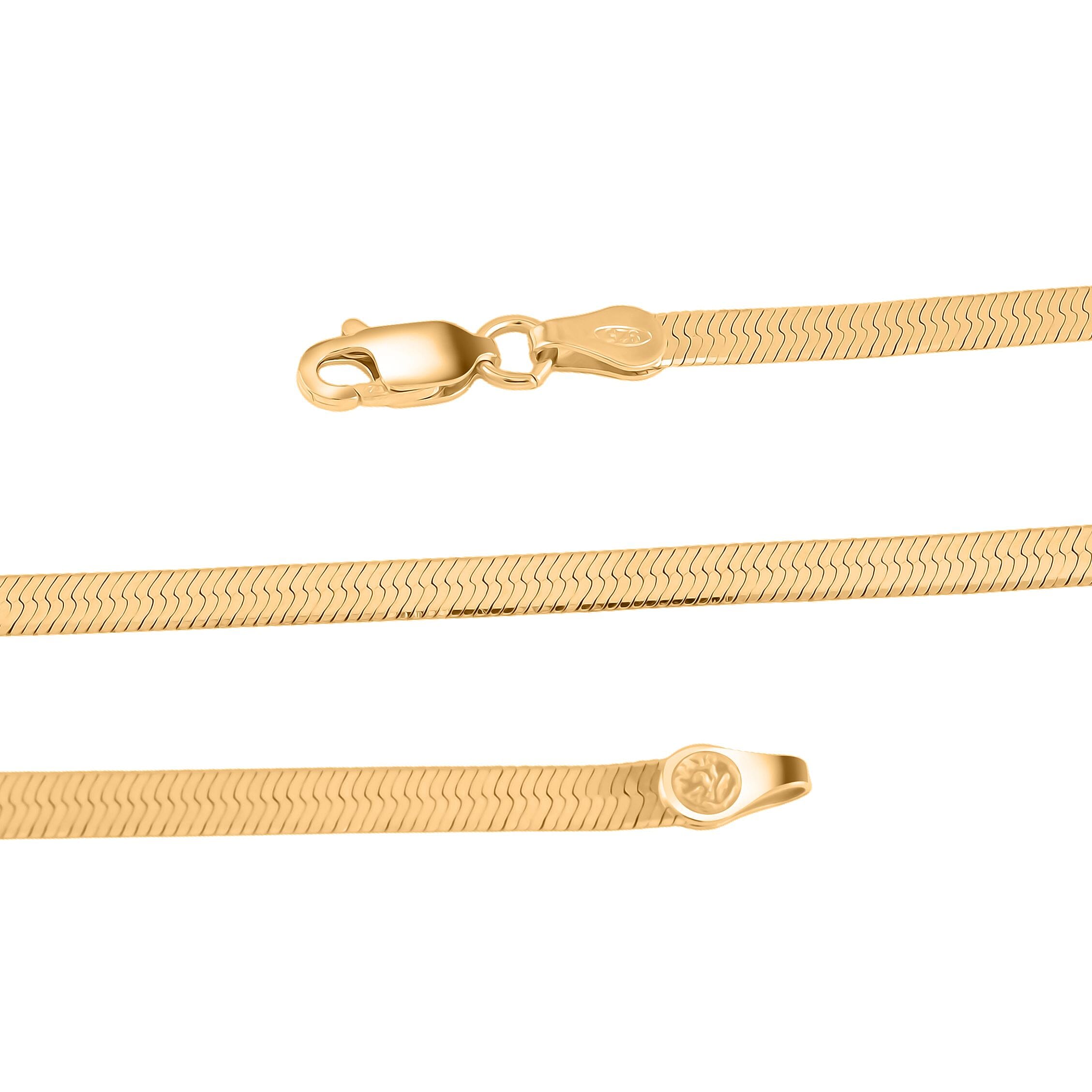 Herringbone Chain Necklace in 14K Yellow Gold Over Sterling Silver 18 Inches 6.20 Grams