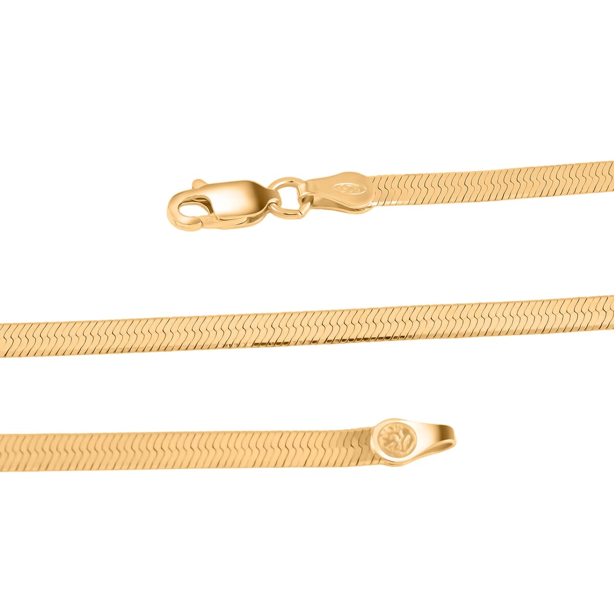 Herringbone Chain Necklace in 14K Yellow Gold Over Sterling Silver 18 Inches 6.20 Grams image number 2