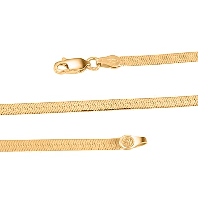 Herringbone Chain Necklace in 14K Yellow Gold Over Sterling Silver 18 Inches 6.20 Grams