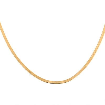 Herringbone Chain Necklace in 14K Yellow Gold Over Sterling Silver 18 Inches 6.20 Grams