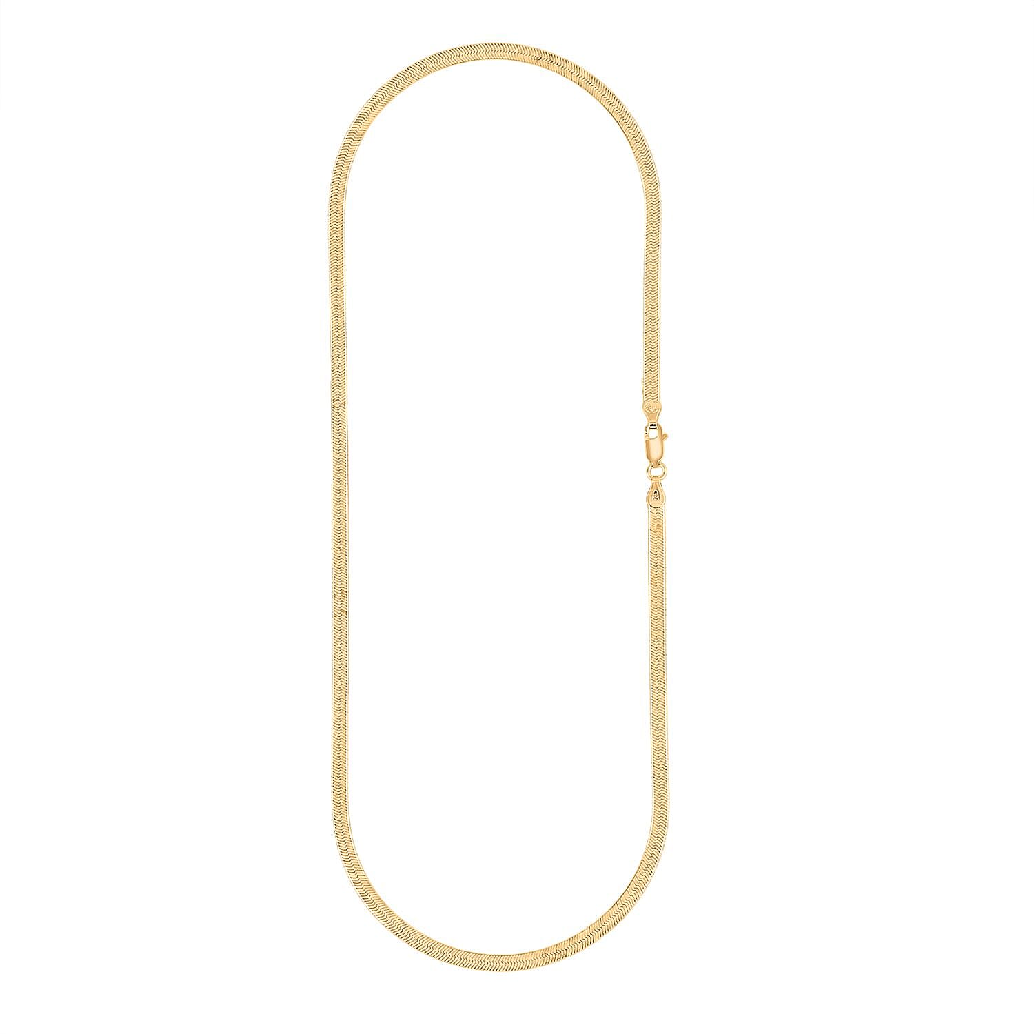 Herringbone Chain Necklace in 14K Yellow Gold Over Sterling Silver 18 Inches 6.20 Grams