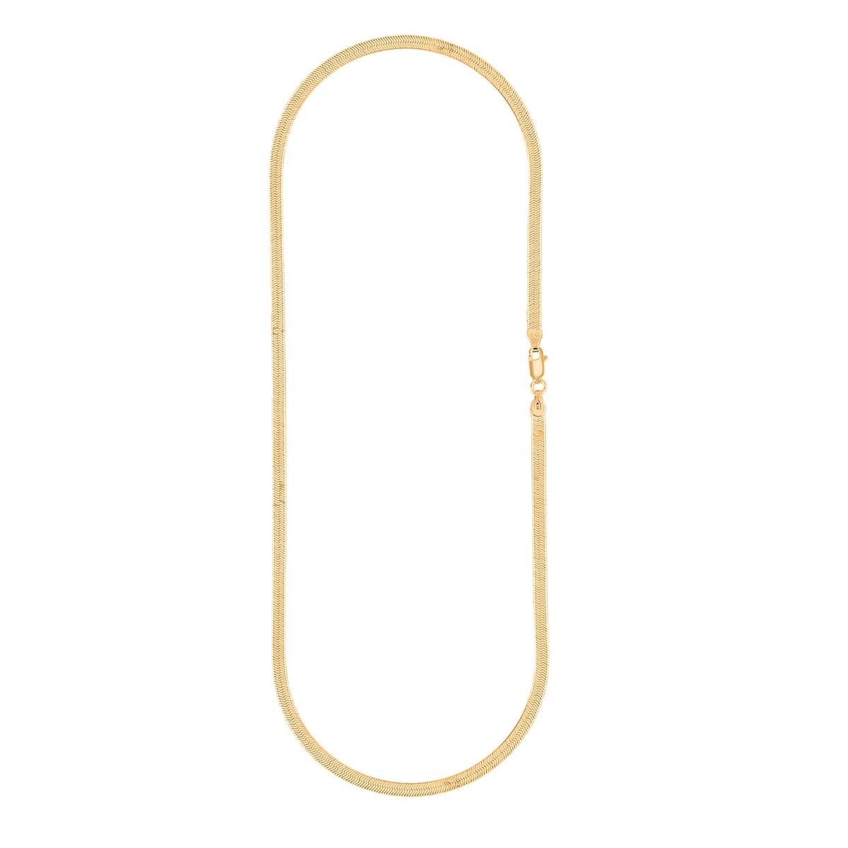 Herringbone Chain Necklace in 14K Yellow Gold Over Sterling Silver 18 Inches 6.20 Grams image number 4