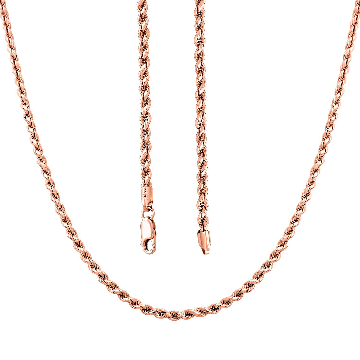 Necklace in 14K Rose Gold Over Sterling Silver 24 Inches 9 Grams
