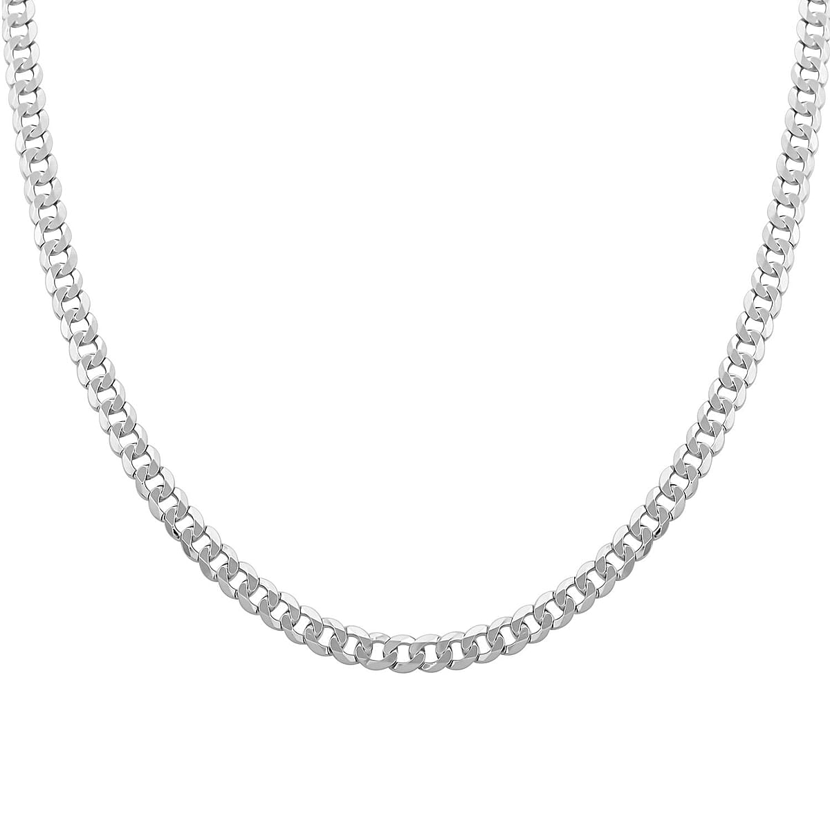 Sterling Silver Flat Curb Necklace 24 Inches 20.5 Grams image number 0