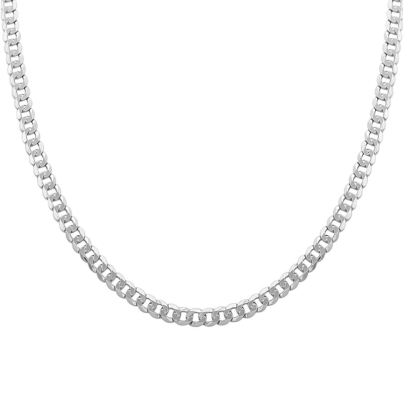 Sterling Silver Flat Curb Necklace 24 Inches 20.5 Grams