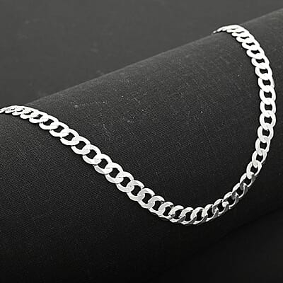 Sterling Silver Flat Curb Necklace 24 Inches 20.5 Grams