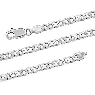 Sterling Silver Flat Curb Necklace 24 Inches 20.5 Grams
