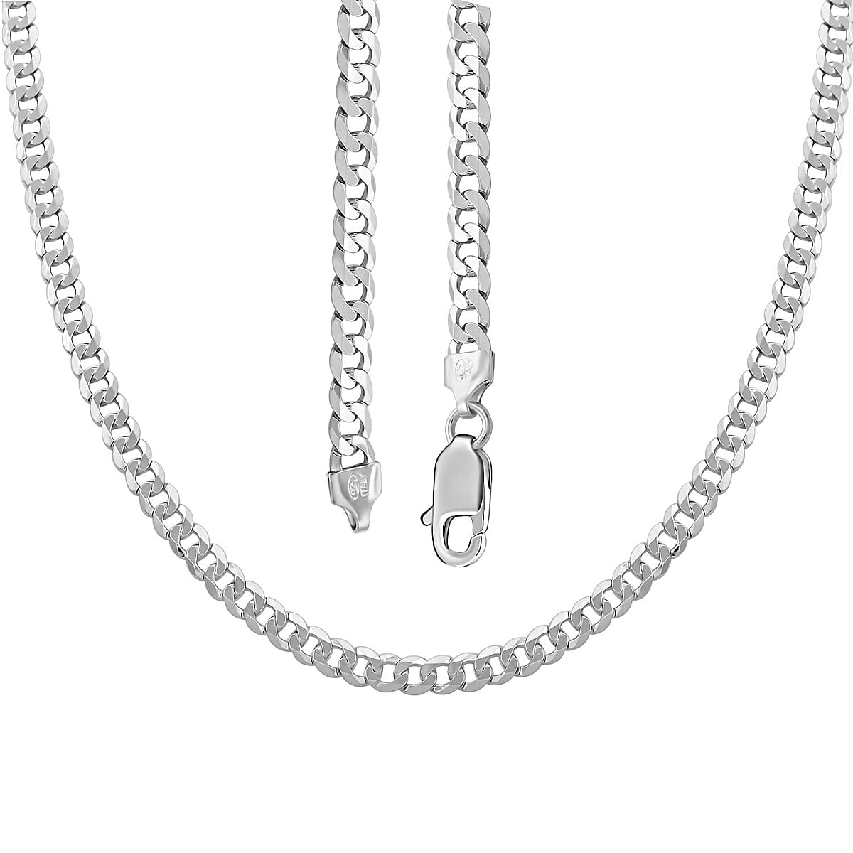 Sterling Silver Flat Curb Necklace 24 Inches 20.5 Grams image number 3