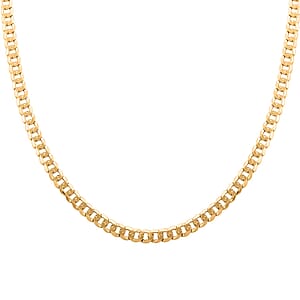Flat Curb Necklace in 14K Yellow Gold Over Sterling Silver 24 Inches 20.5 Grams