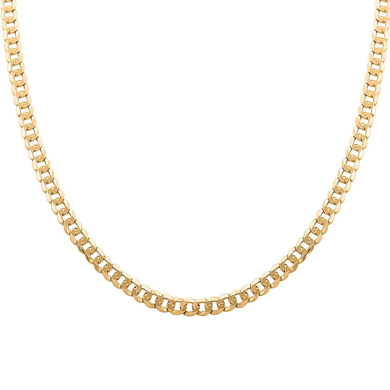 Flat Curb Necklace in 14K Yellow Gold Over Sterling Silver 24 Inches 20.5 Grams