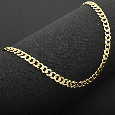 Flat Curb Necklace in 14K Yellow Gold Over Sterling Silver 24 Inches 20.5 Grams