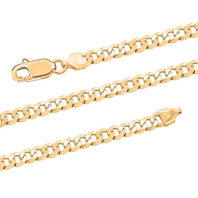 Flat Curb Necklace in 14K Yellow Gold Over Sterling Silver 24 Inches 20.5 Grams