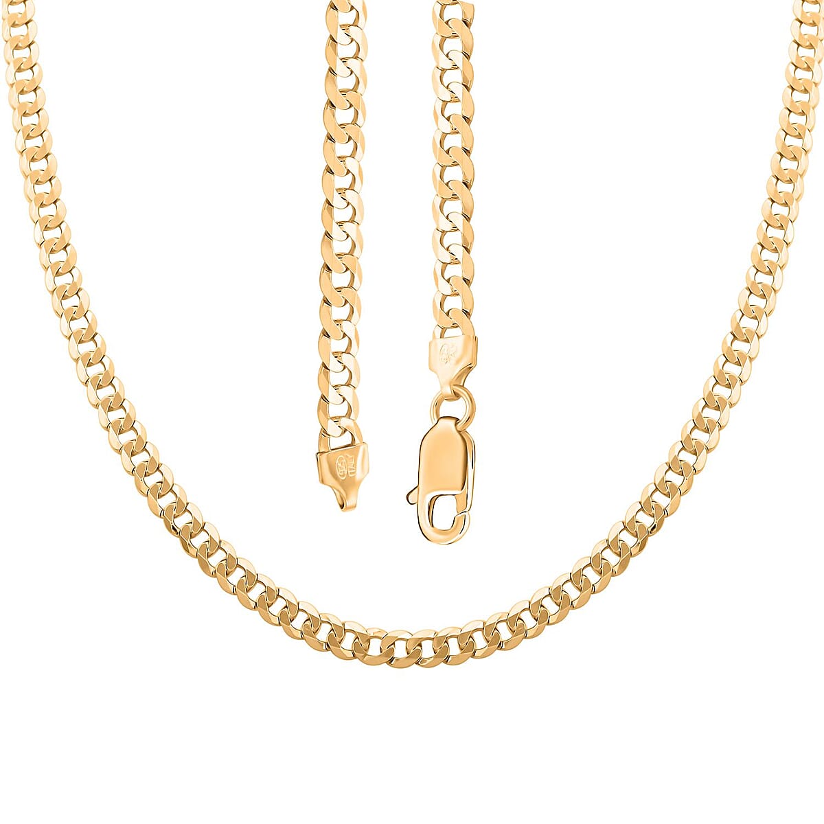 Flat Curb Necklace in 14K Yellow Gold Over Sterling Silver 24 Inches 20.5 Grams image number 3
