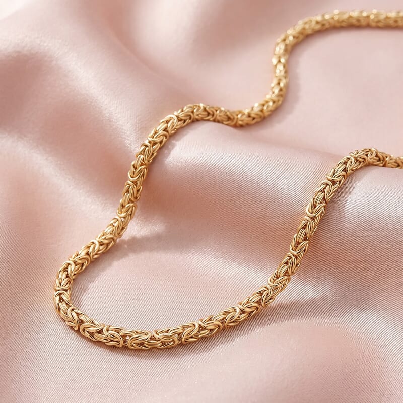 Byzantine Chain Necklace in 14K YG Over Sterling Silver 20 Inches 15.90 Grams
