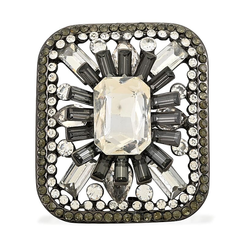 Austrian Crystal Skyline Vintage Brooch in Silvertone