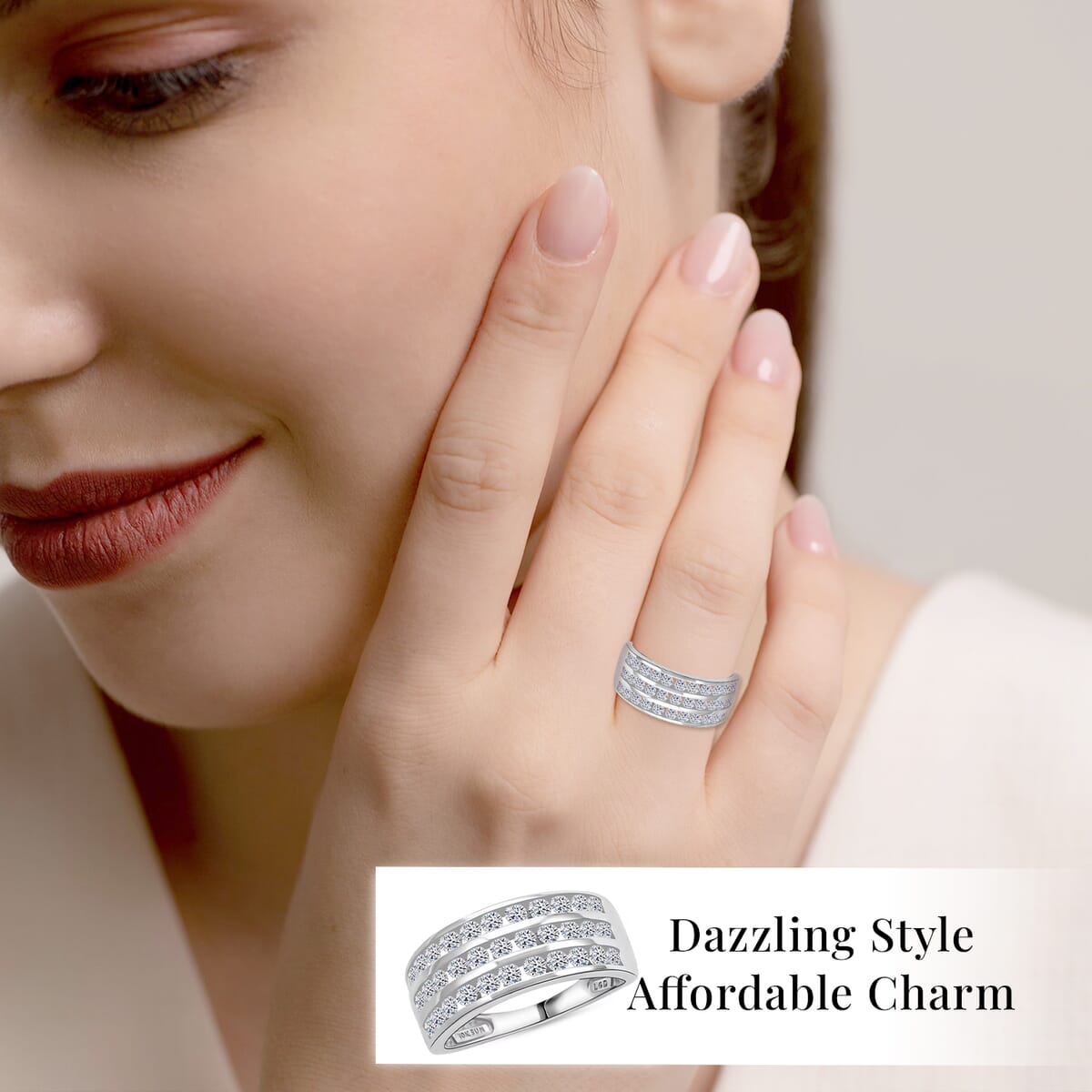 NY Closeout Luxuriant Lab Grown Diamond 1.00 ctw Ring in 10K White Gold (Size 5.0) image number 1