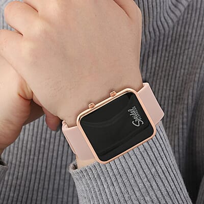Speidel Easy Read Digital Watch Rose Silicone Band (6.0-8.0In)