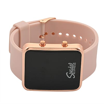 Speidel Easy Read Digital Watch Rose Silicone Band (6.0-8.0In)