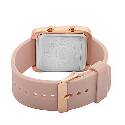 Speidel Easy Read Digital Watch Rose Silicone Band (6.0-8.0In)