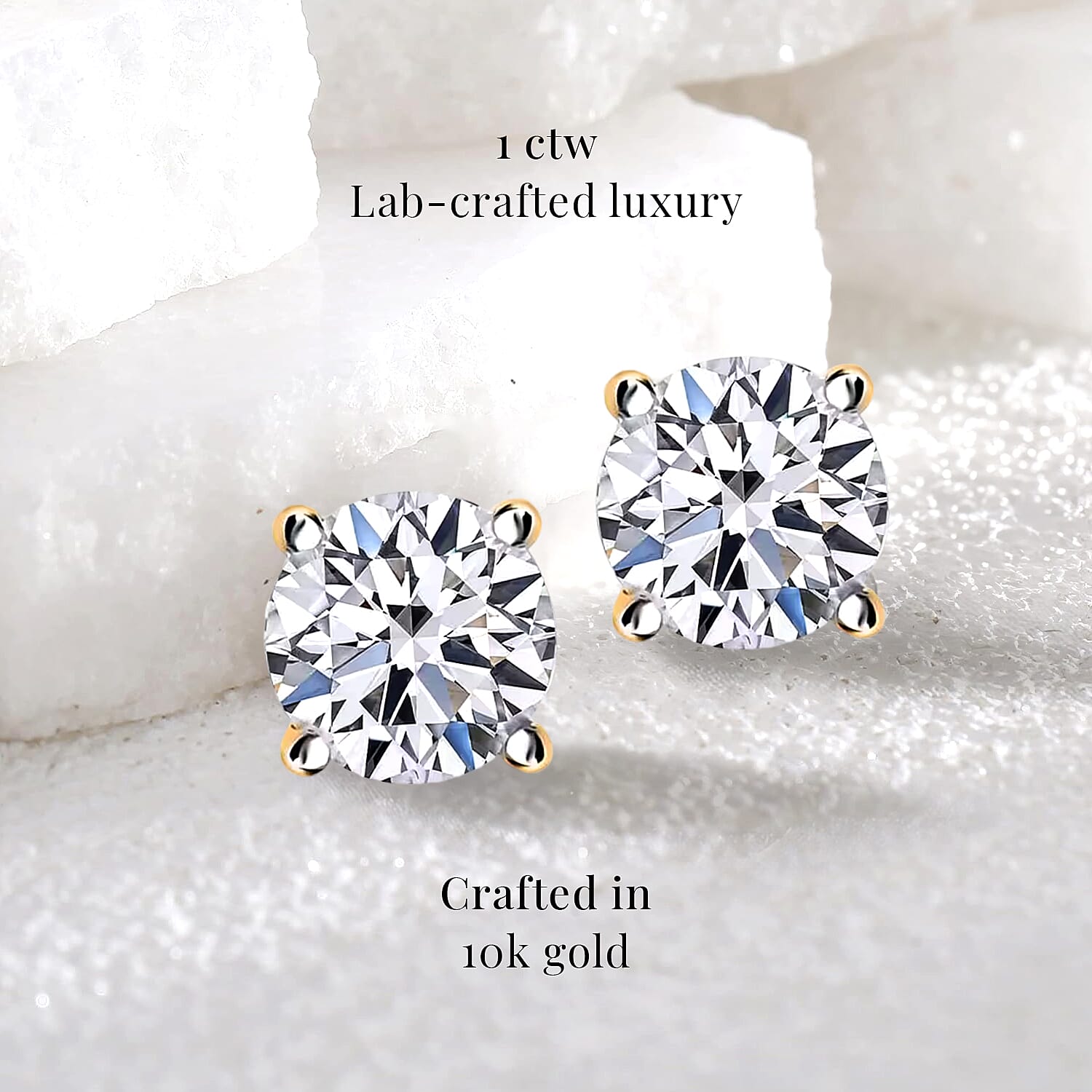 Luxuriant Lab Grown Diamond G VS 1.00 ctw Stud Earrings in 10K Yellow Gold 0.90 Grams