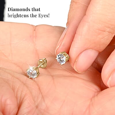 Luxuriant Lab Grown Diamond G VS 1.00 ctw Stud Earrings in 10K Yellow Gold 0.90 Grams