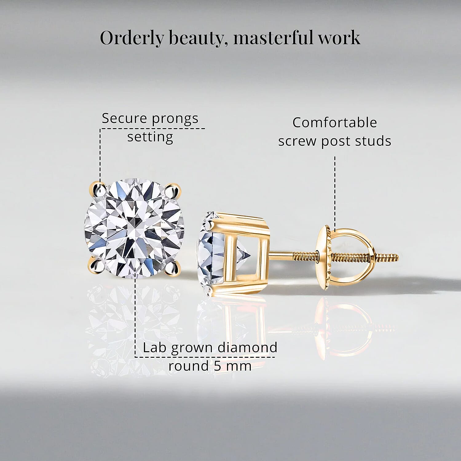 Luxuriant Lab Grown Diamond G VS 1.00 ctw Stud Earrings in 10K Yellow Gold 0.90 Grams