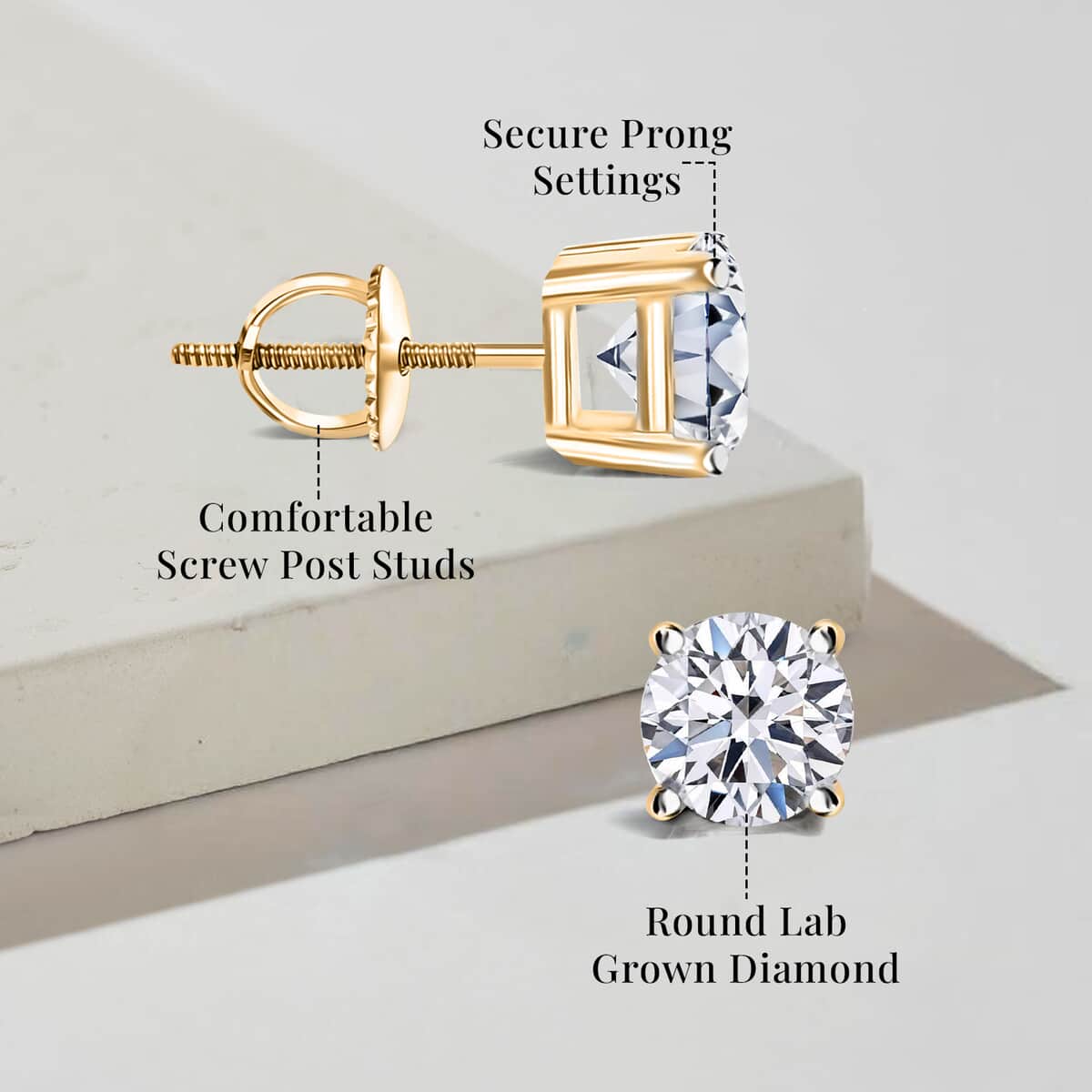 Luxuriant Lab Grown Diamond 1.00 ctw Stud Earrings in 10K Yellow Gold 0.90 Grams image number 5