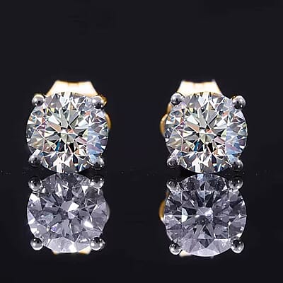 Luxuriant Lab Grown Diamond G VS 1.00 ctw Stud Earrings in 10K Yellow Gold 0.90 Grams