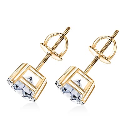 Luxuriant Lab Grown Diamond G VS 1.00 ctw Stud Earrings in 10K Yellow Gold 0.90 Grams