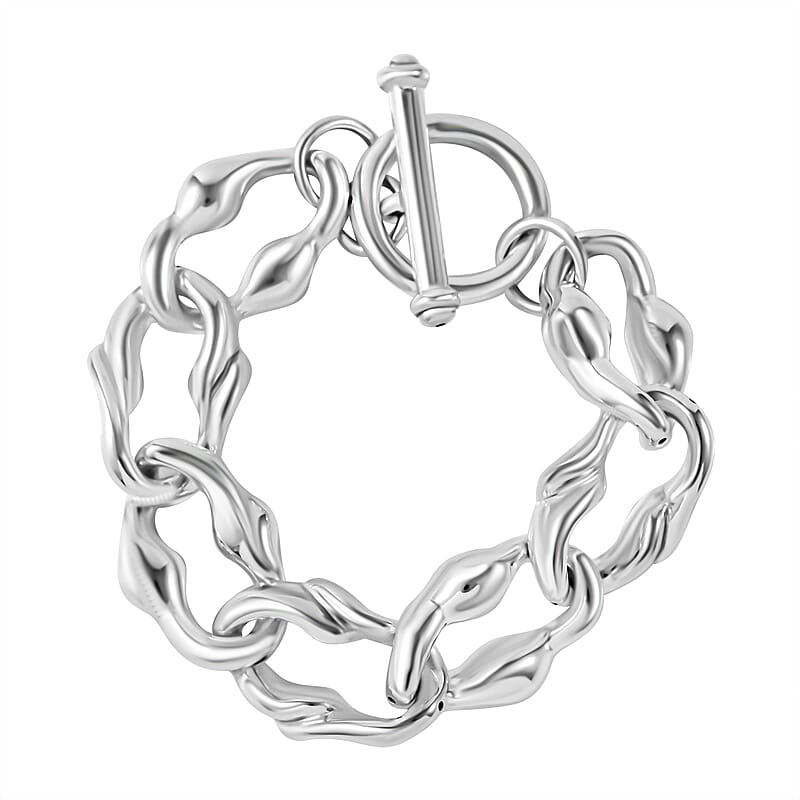 Sterling Silver Toggle Clasp Bracelet (8.00 In) 20.41 Grams