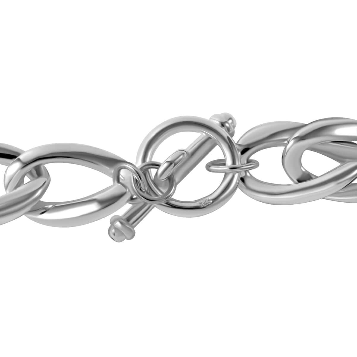 Sterling Silver Curb Toggle Clasp Necklace 20 Inches 48.55 Grams image number 4