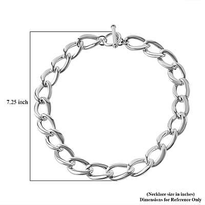 Sterling Silver Curb Toggle Clasp Necklace 20 Inches 48.55 Grams