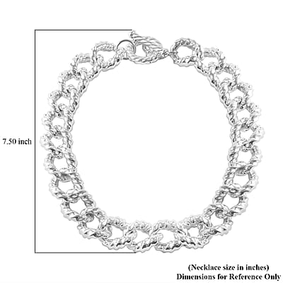 Sterling Silver Toggle Clasp Necklace 20 Inches 97.52 Grams