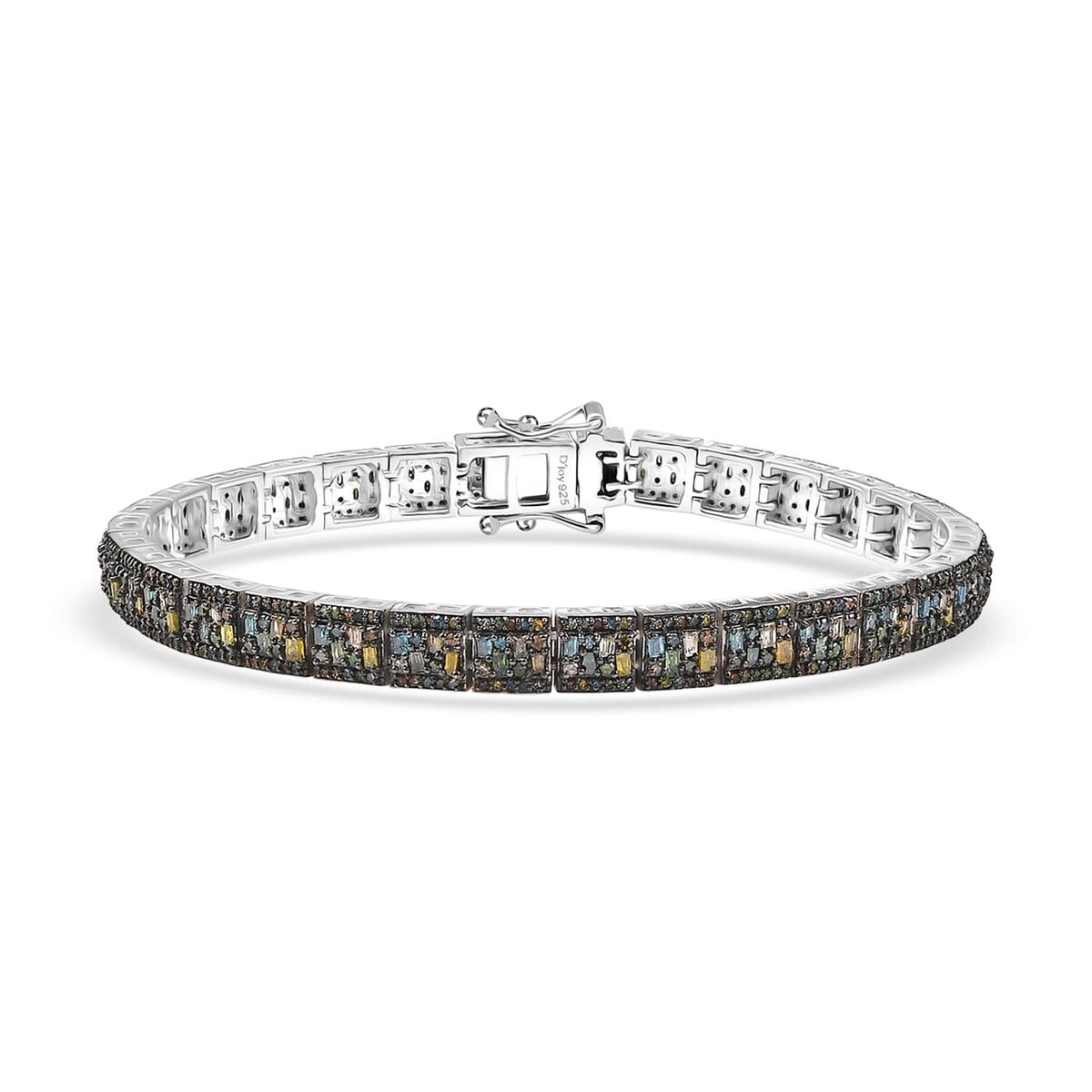 Multi Diamond 4.00 ctw Art Deco Bracelet in Rhodium Over Sterling Silver (7.25 In) image number 0