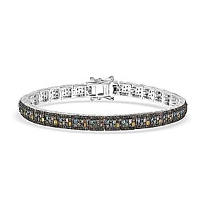 Multi Diamond 4.00 ctw Art Deco Bracelet in Rhodium Over Sterling Silver (7.25 In)